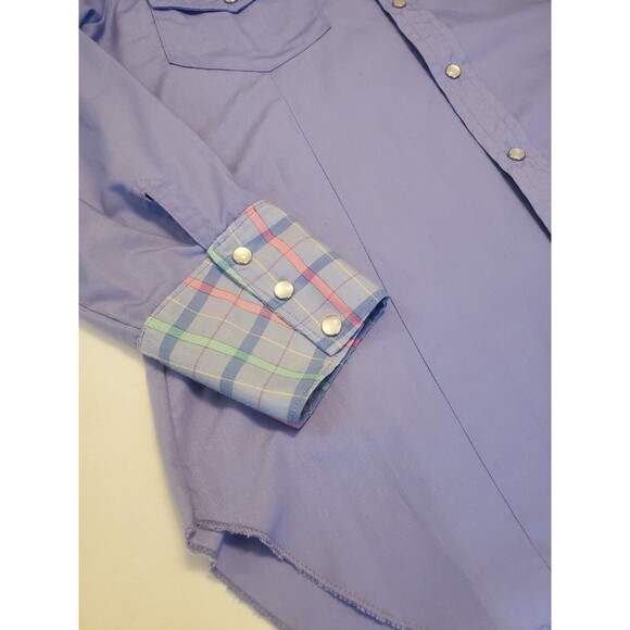 Vintage 1960's Western Pearl Snap Pastel Button Down Shirt M/L - Picture 4 of 13